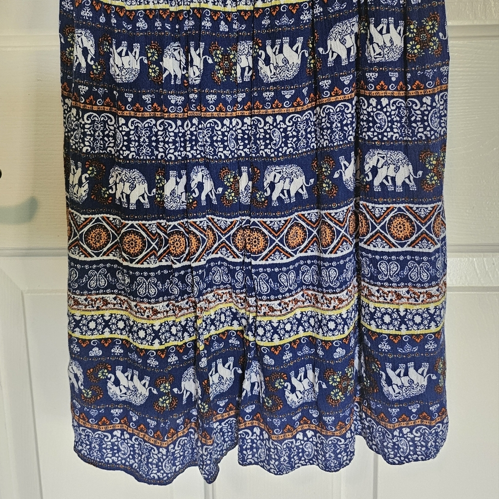 Derek Heart Blue Elephant Pattern Sleeveless Dress Women's Size S - Picture 8 of 15